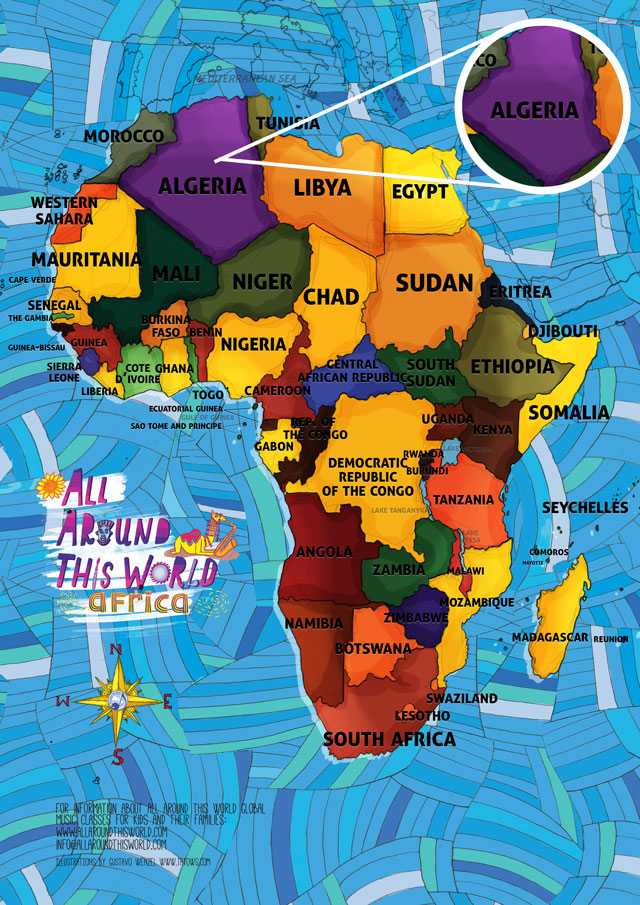 All Around This World map of Africa featuring Algeria