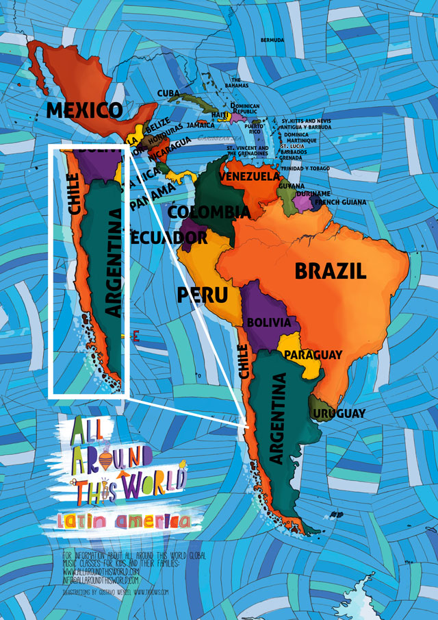 All Around This World map of South America featuring Chile for kids