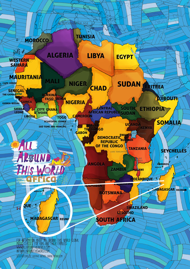 All Around This World Map of Africa featuring Madagascar for kids