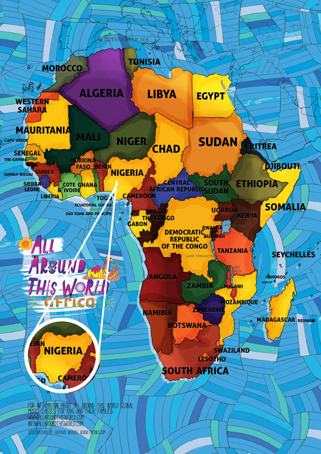 All Around This World Map of Africa Featuring Nigeria for kids