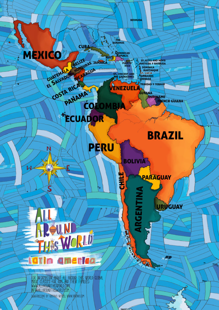 All Around This World's "Everythere Map of Latin America -- One of our world maps for Kidsi
